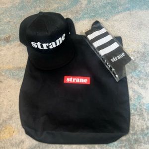 Strane hat, tote bag & socks bundle